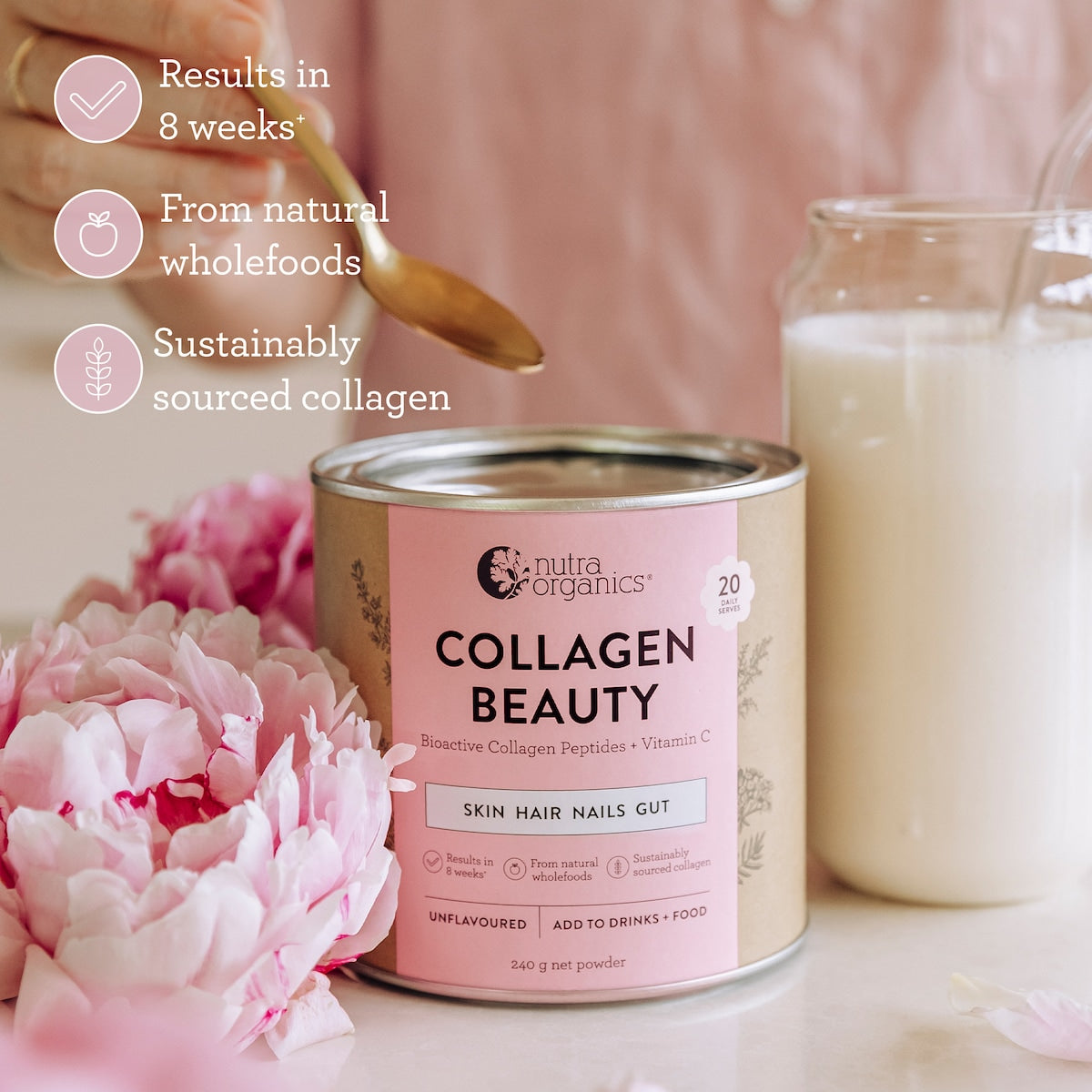 Nutra Naturals Collagen Beauty Skin Hair Nails Gut Unflavoured 240g