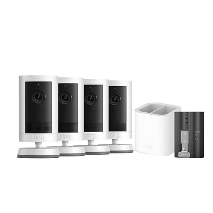 Ring Quick Release Battery + Dual Charger B0FH4HDVSV White 4 Pack