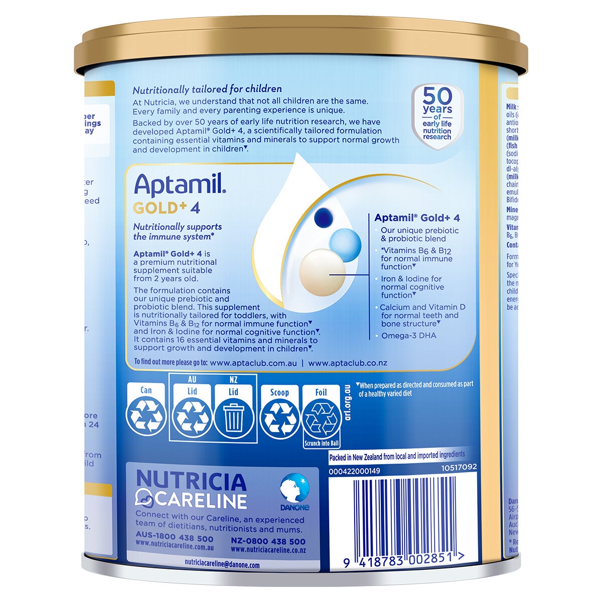 Aptamil Gold+ Stage 4 Toddler Formula 2 Years+ 3 x 900g