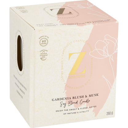 Zenzone Soy Blend Candle Gardenia Blush & Musk 260g