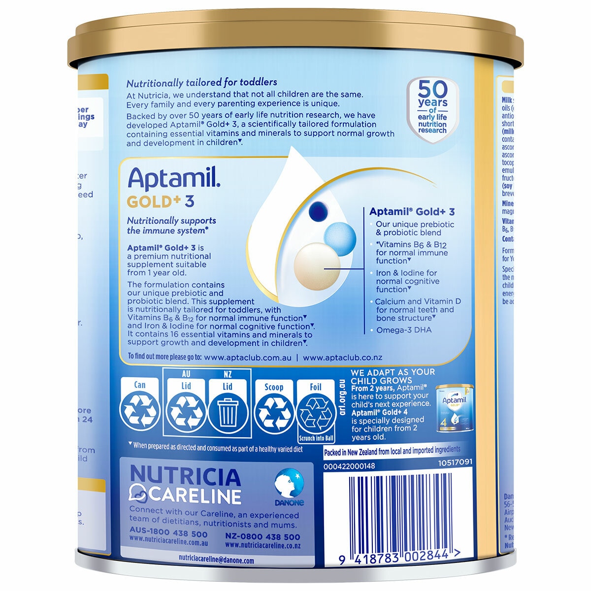 Aptamil Gold+ Stage 3 Toddler Formula 1 Year+ Gentle 3 x 900g