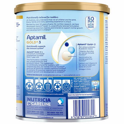 Aptamil Gold+ Stage 3 Toddler Formula 1 Year+ Gentle 3 x 900g
