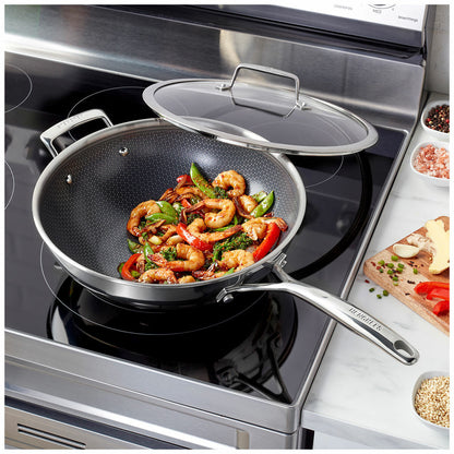 Henckels Paradigm Non-Stick Wok with Lid Tri-Ply Stainless 30cm