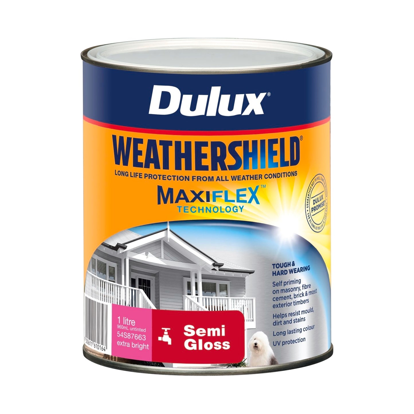 Dulux Weathershield Semi Gloss Exterior Paint - 1L - Extra Bright