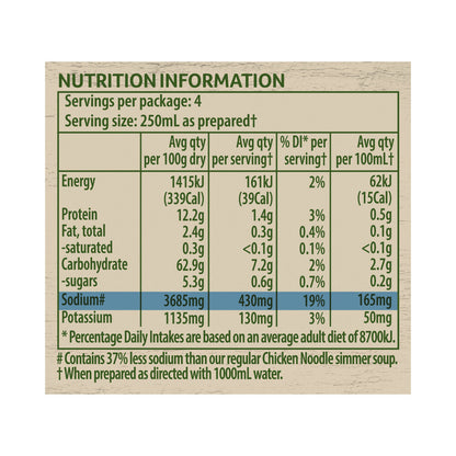 Continental Chicken Noodle Salt Reduced Soup Serves 4 - 40g