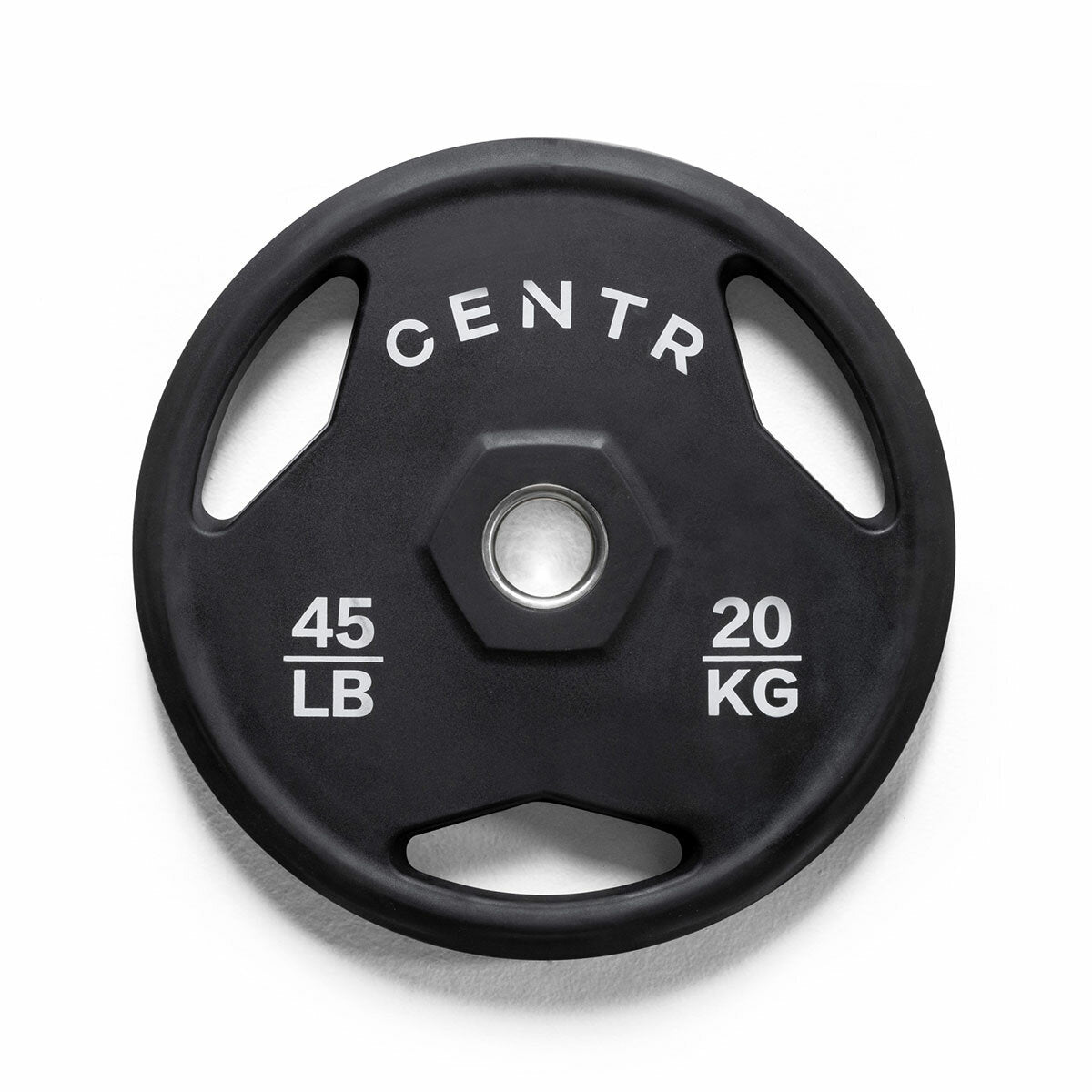 Centr Rubber Olympic Weight Set with Bar Black Chrome Plates and Locking Collars 136kg 2.13m