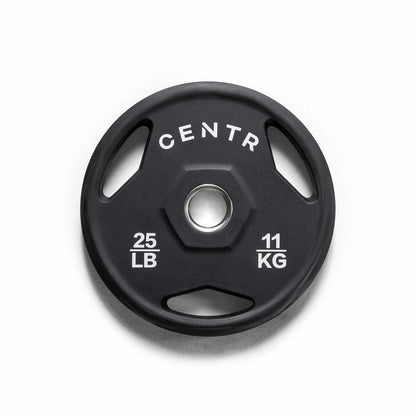 Centr Rubber Olympic Weight Set with Bar Black Chrome Plates and Locking Collars 136kg 2.13m
