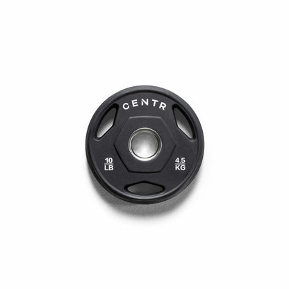Centr Rubber Olympic Weight Set with Bar Black Chrome Plates and Locking Collars 136kg 2.13m