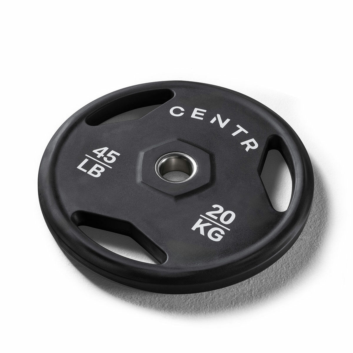 Centr Rubber Olympic Weight Set with Bar Black Chrome Plates and Locking Collars 136kg 2.13m