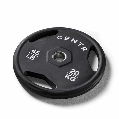 Centr Rubber Olympic Weight Set with Bar Black Chrome Plates and Locking Collars 136kg 2.13m