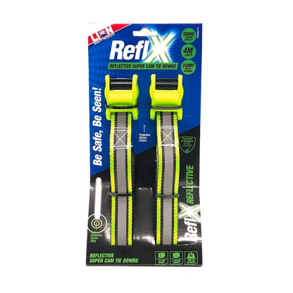 Lion Reflx Super Cam Tie Downs - 4m - Premium Polyester - Reflective