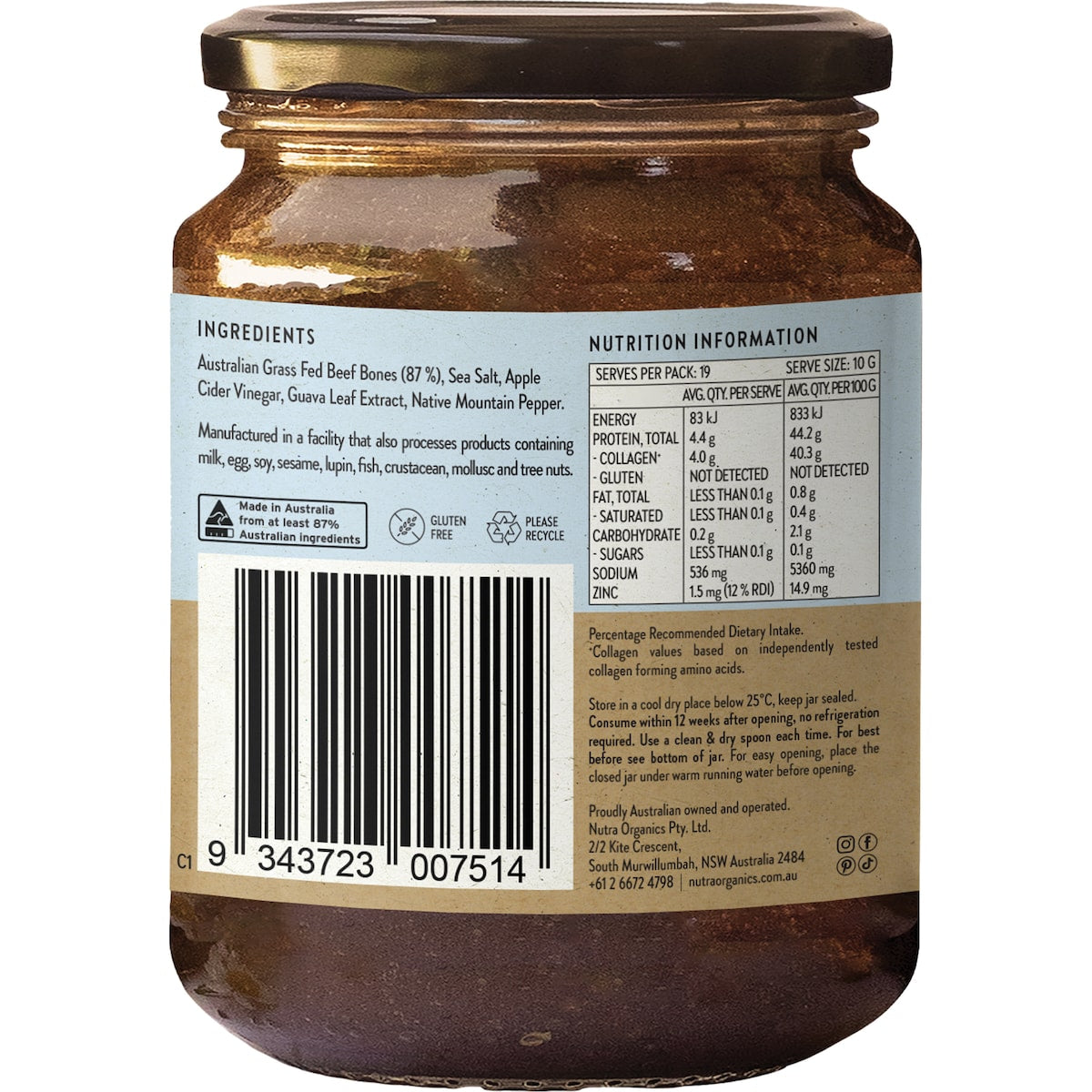 Nutra Naturals Beef Bone Broth 190g
