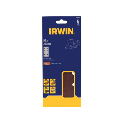 Irwin Punched Sand Sheets - 40 Grit - 92 x 230mm - 5 Pack