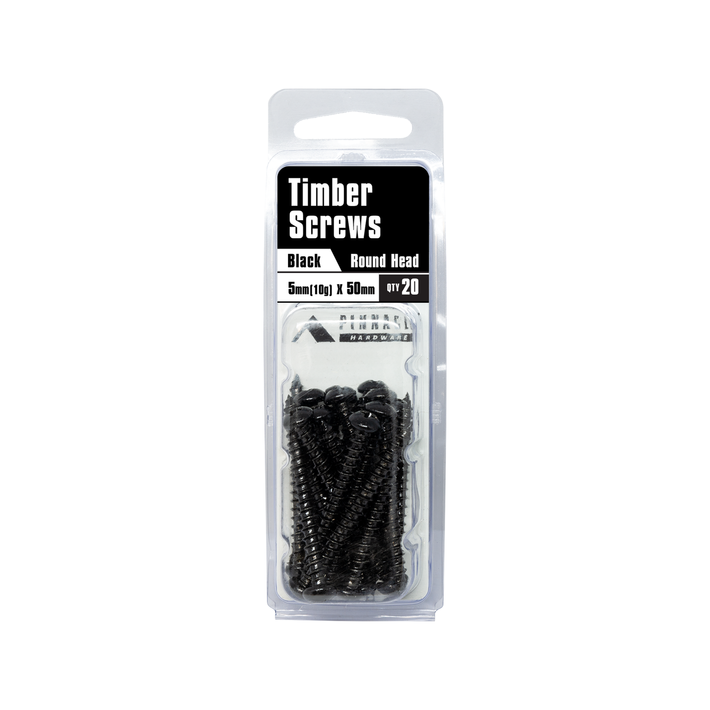 Pinnacle Black Round Timber Screw - 5 x 50mm - 20 Pack