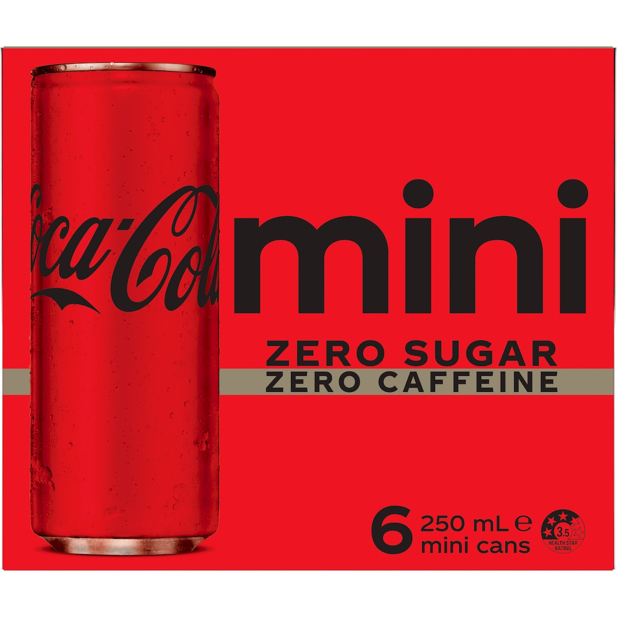 Coca-cola Mini Zero Sugar Zero Caffeine Cans 250ml X 6 Pack