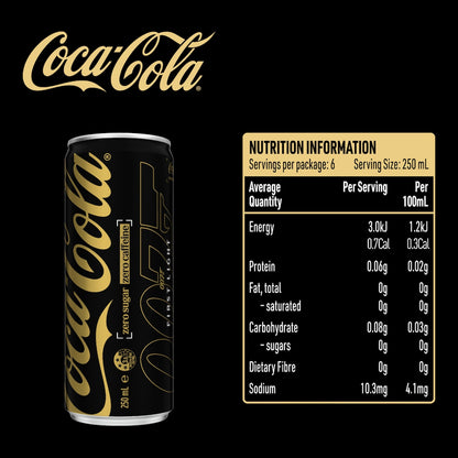 Coca-cola Mini Zero Sugar Zero Caffeine Cans 250ml X 6 Pack