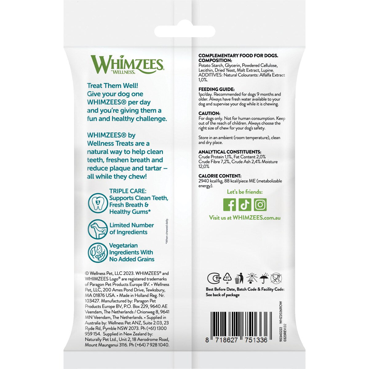 Whimzees Daily Dental Dog Treats Medium 2 Pack