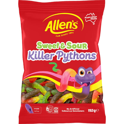 Allens Sweet & Sour Killer Pythons Lollies 192g