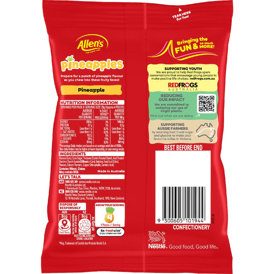 Allens Pineapples Jelly Lollies Bag 170g