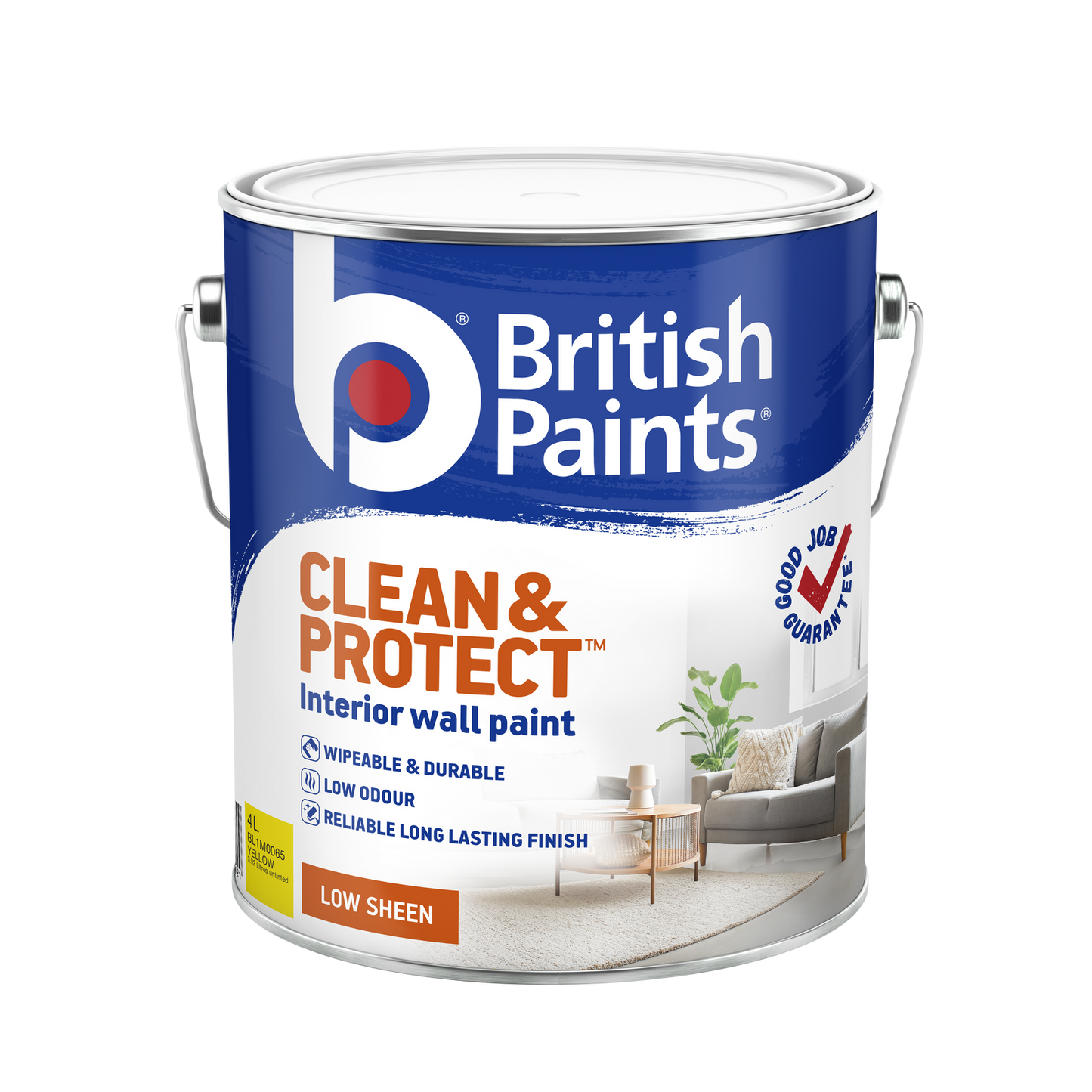 British Paints Yellow Low Sheen Interior Paint - 4L