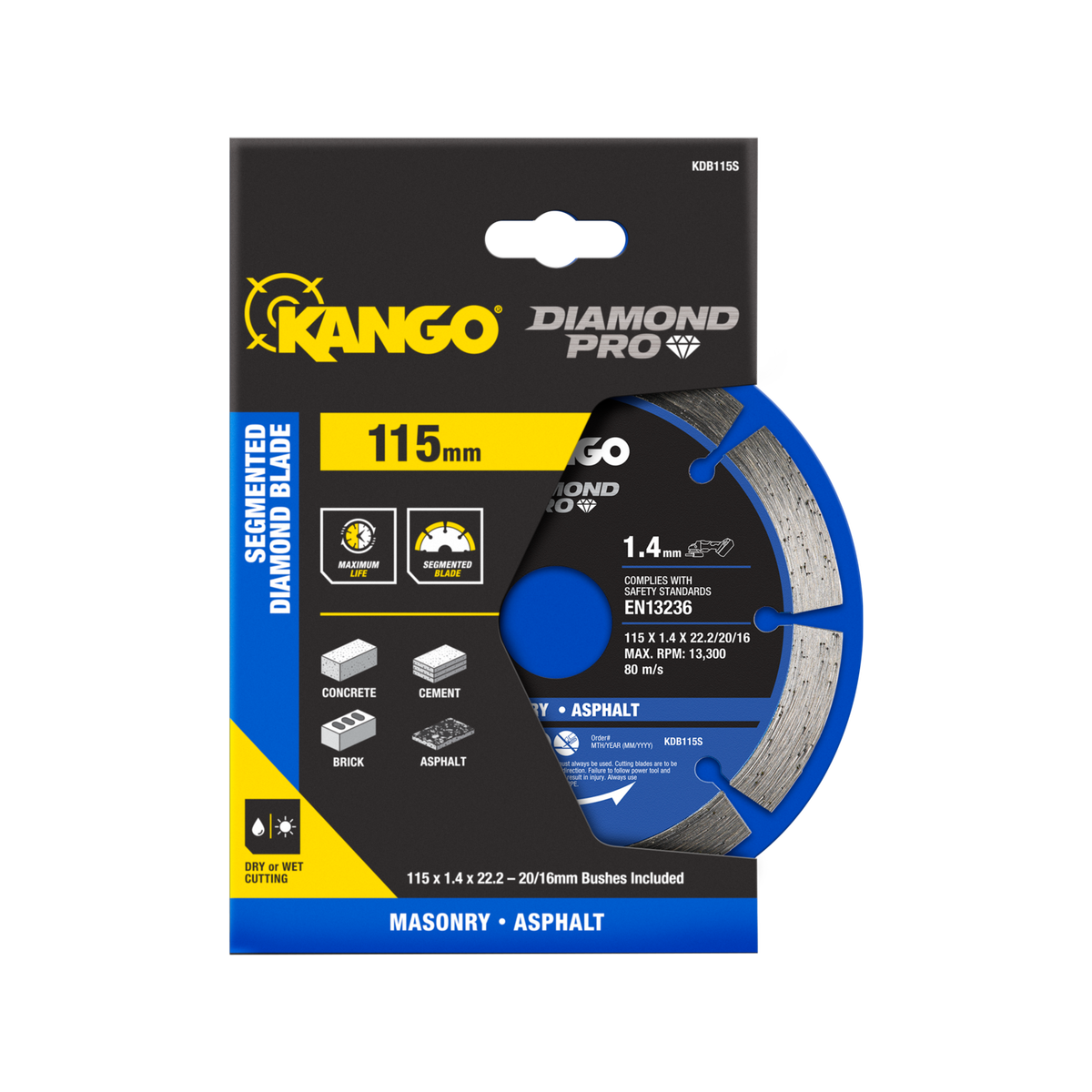 Kango Segmented Diamond Saw Blade - 115mm - Diamond - Dry Cutting