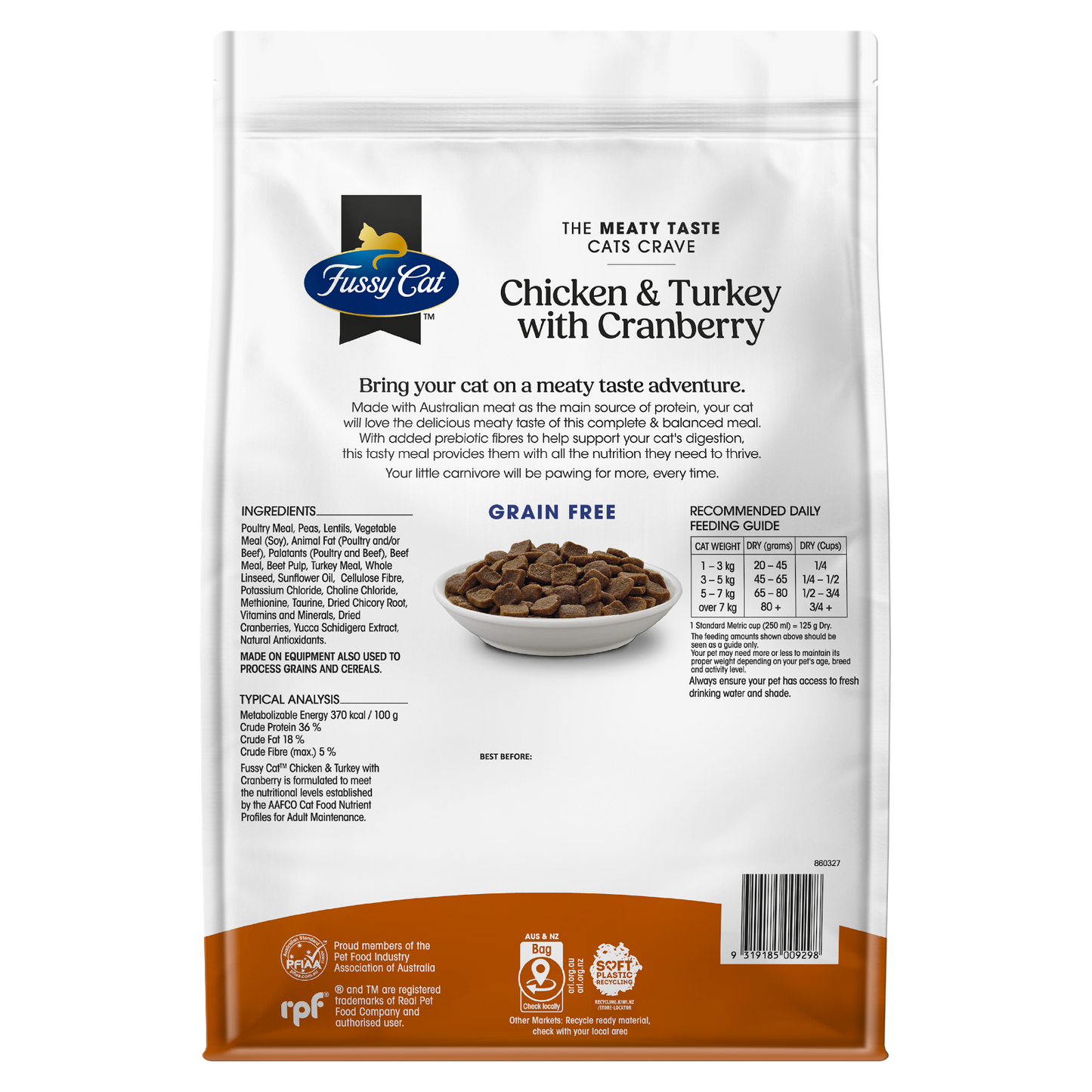 Fussy Cat Grain Free Dry Cat Food - Chicken Turkey with Cranberry - 4kg