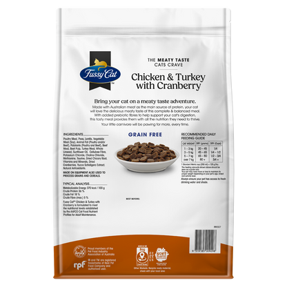 Fussy Cat Grain Free Dry Cat Food - Chicken Turkey with Cranberry - 4kg