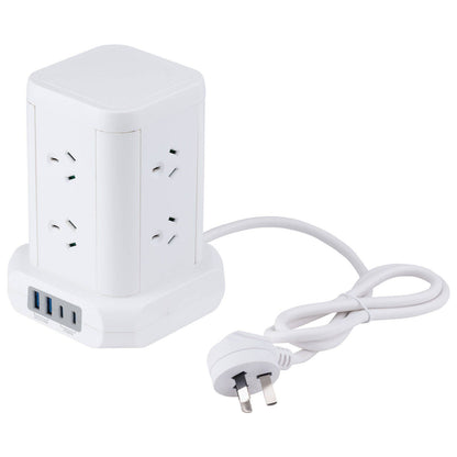 Arlec Power Tower - 8 Outlet - 20W - 2A 2C - White