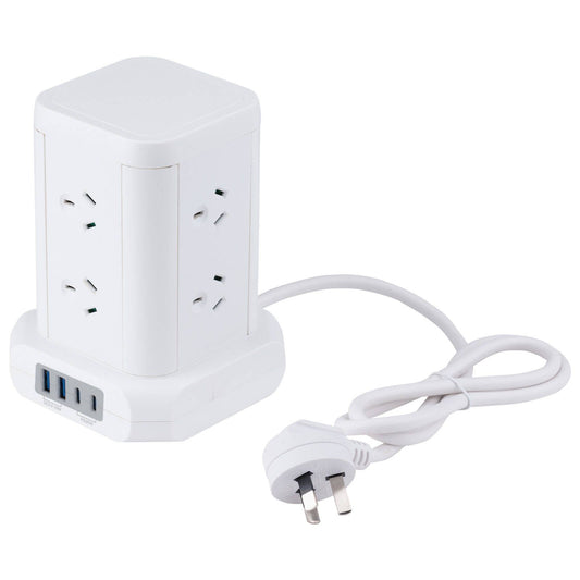 Arlec Power Tower - 8 Outlet - 20W - 2A 2C - White