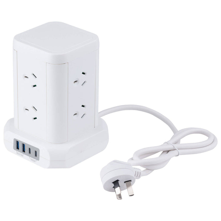 Arlec Power Tower - 8 Outlet - 20W - 2A 2C - White