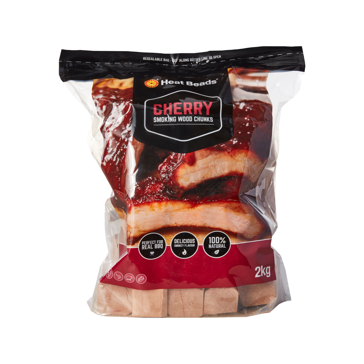 Heat Beads 2kg Cherry Smoking Chunks BBQ Fuel - 2kg Bag - Cherry