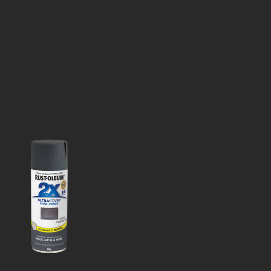 Rust Oleum 2X Ultra Cover Satin Spray Paint Charcoal Grey 340g