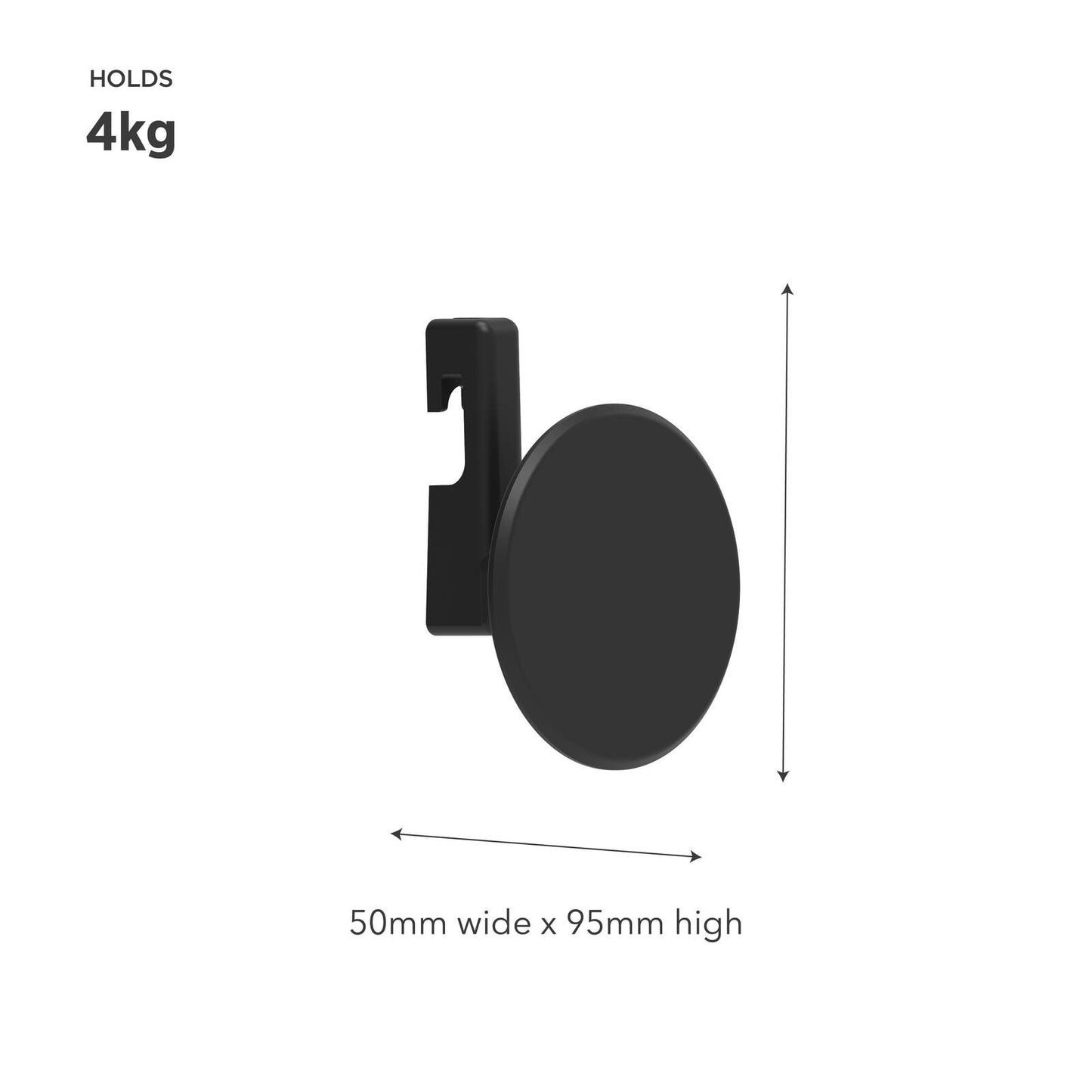 Mode Acoustic Panelling Robe Hooks - 75 x 93mm - Black - 2 Pack