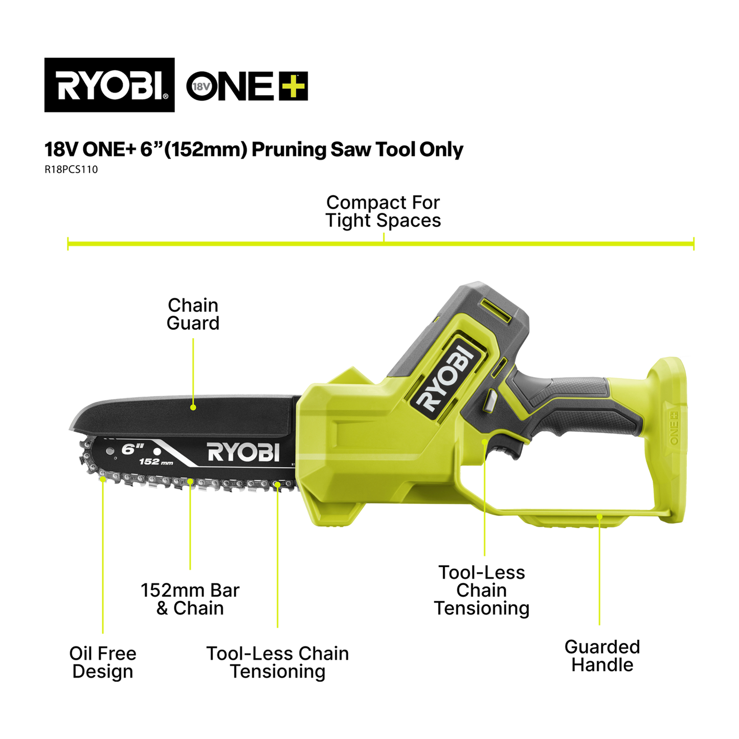 Ryobi ONE+ Pruning Saw - 6" - Tool Only