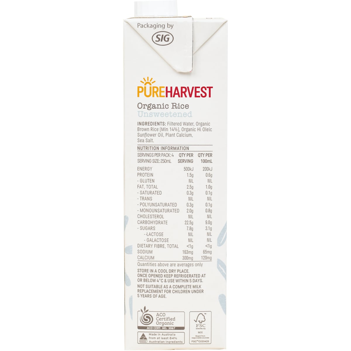 Pureharvest Organic Aussie Dream Rice Milk 1l
