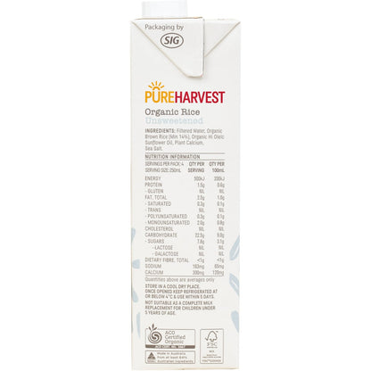 Pureharvest Organic Aussie Dream Rice Milk 1l