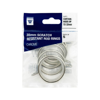 Windoware Curtain Rod Rings - 35mm - Satin - 5 Pack