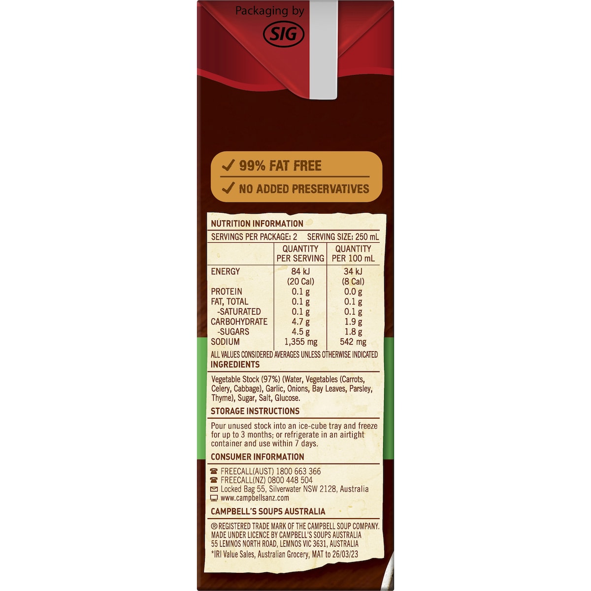 Campbells Real Stock Vegetable 500ml