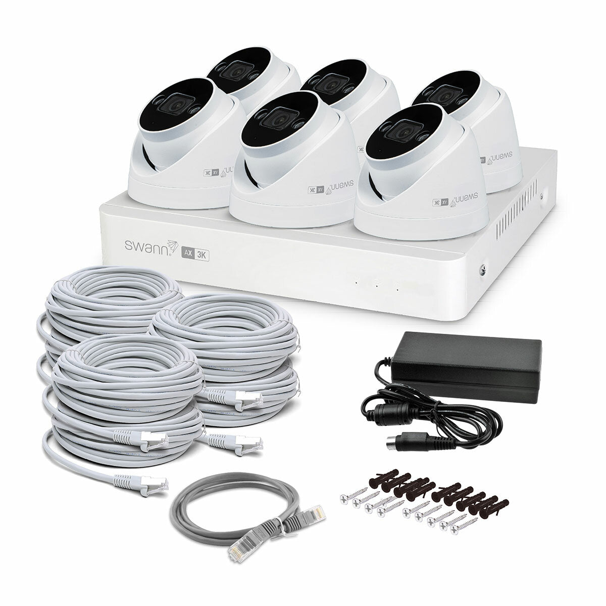 Swann Advancedx 3K Wired Nvr 6 Dome Camera Kit 1TB White