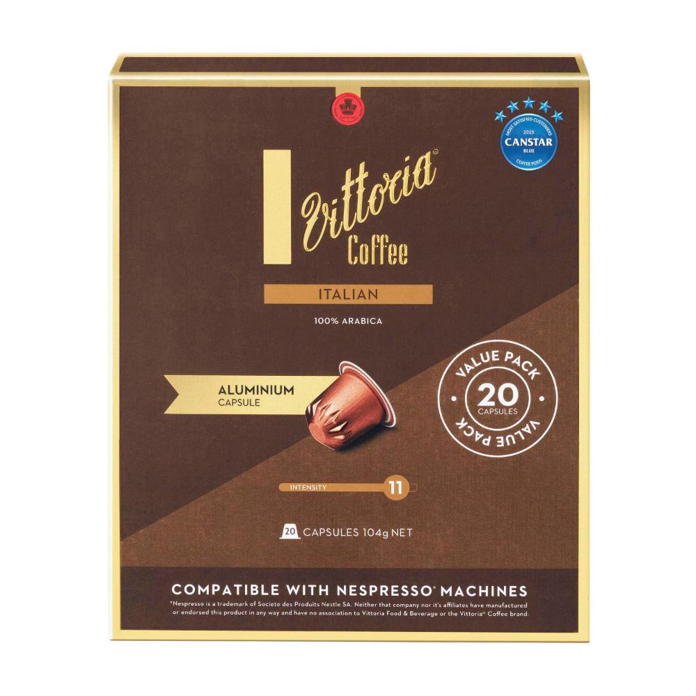 Vittoria Italian Nespresso Compatible Aluminium Coffee Capsules - 20 Pack