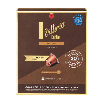 Vittoria Italian Nespresso Compatible Aluminium Coffee Capsules - 20 Pack