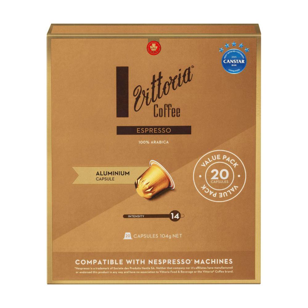 Vittoria Espresso Nespresso Compatible Aluminium Coffee Capsules - 20 Pack