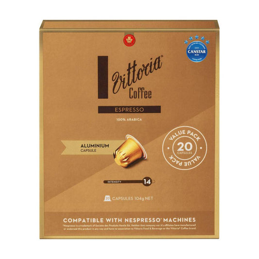 Vittoria Espresso Nespresso Compatible Aluminium Coffee Capsules - 20 Pack