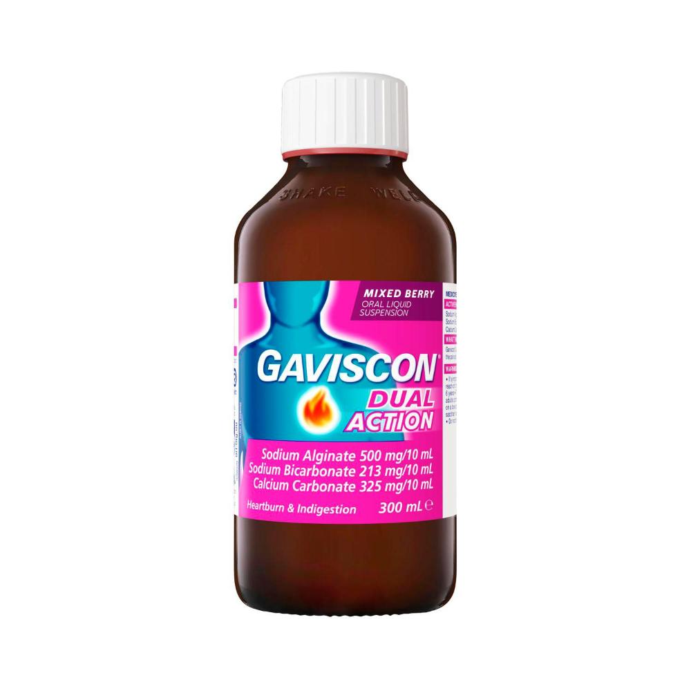 Gaviscon Dual Action Liquid Mixed Berry Flavour Heartburn And Indigestion Relief - 300mL