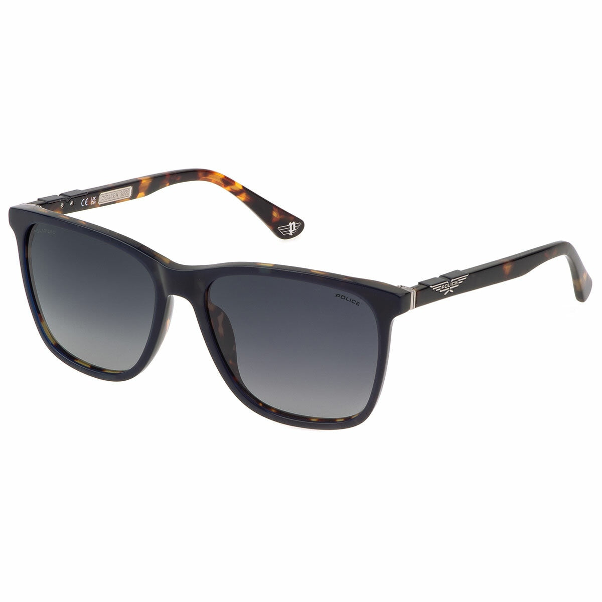 Police SPL872Z 59ADTZ Men's Polarised Square Sunglasses Blue Havana