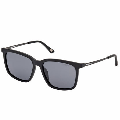 Skechers SE6282 02D Polarised Sunglasses Men Matte Black Blue Smoke