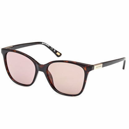 Skechers SE6361 01D Women's Square Polarised Sunglasses Shiny Black Smoke