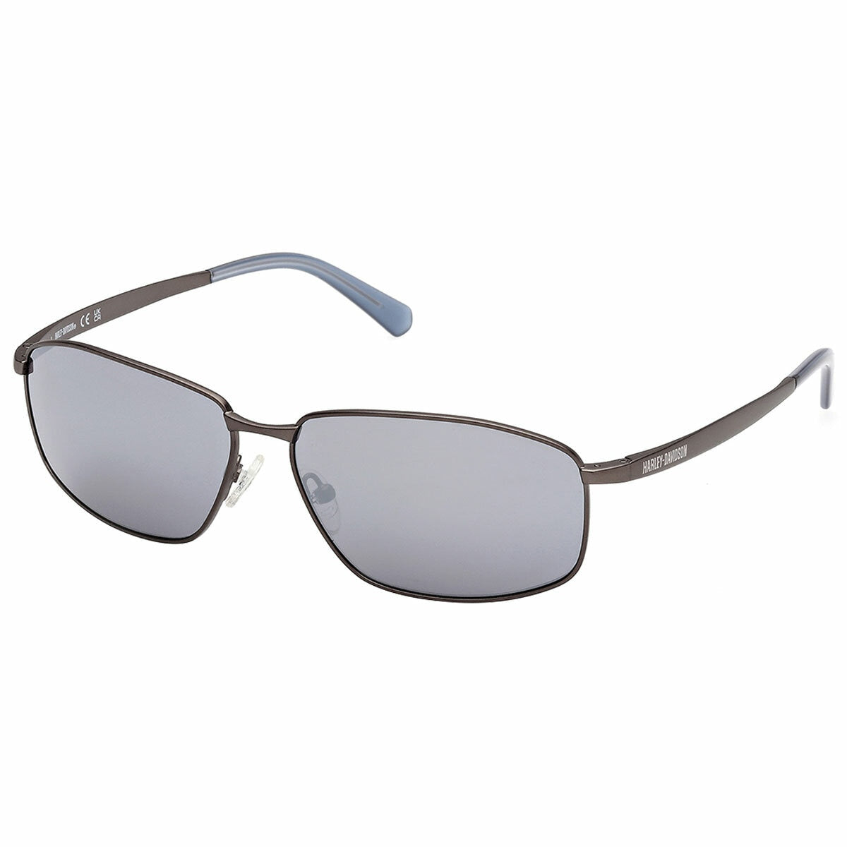 Harley Davidson Men's HD00024 Oval Sunglasses Blue Mirror Metal Gunmetal