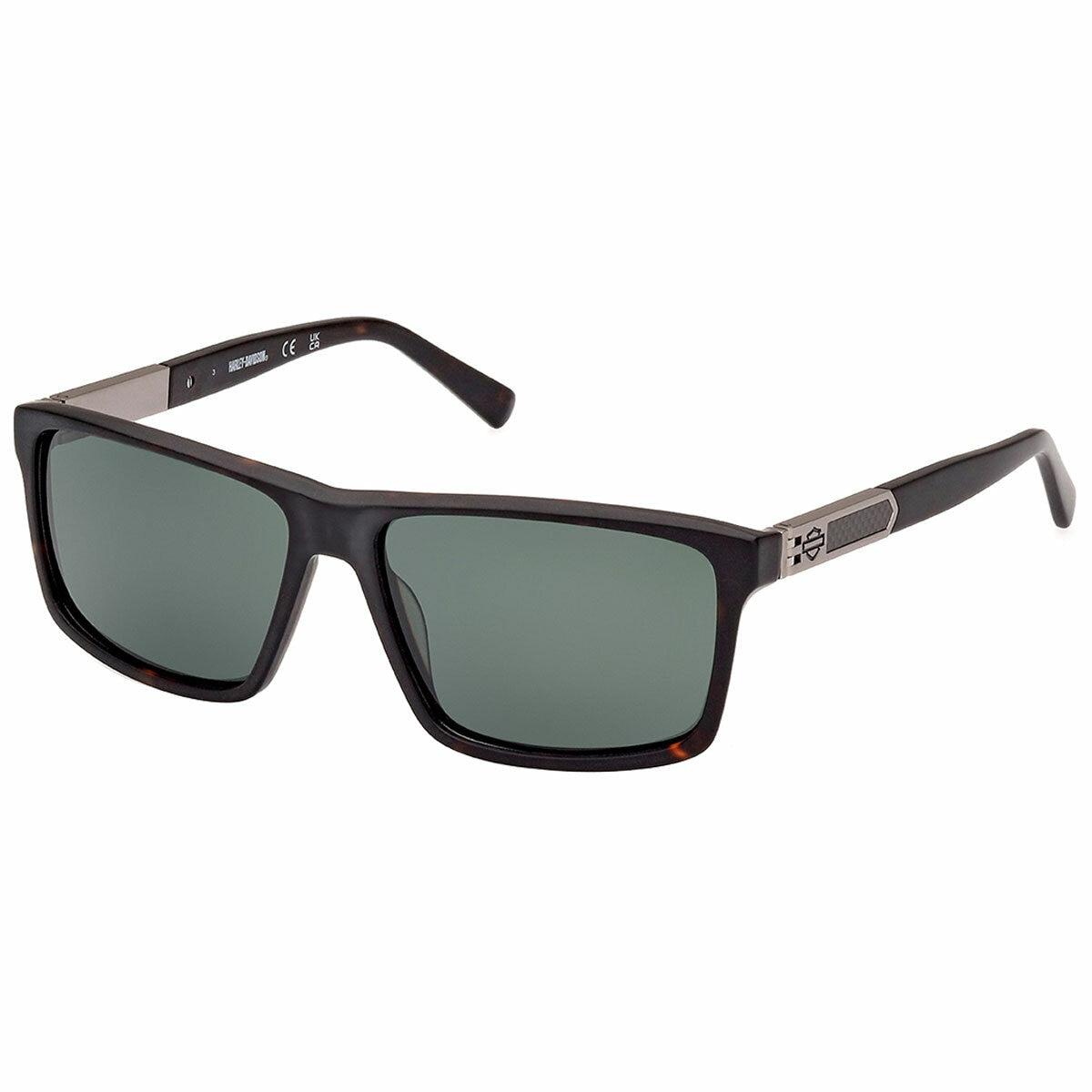 Harley Davidson HD0977X 52R Mens Rectangular Sunglasses Green Polarised