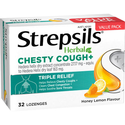 Strepsils Herbal Chesty Cough Triple Relief Lozenges 32 Pack